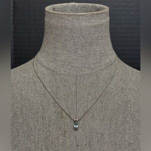 14k White Gold 18-Inch Chain & Blue Topaz Pendant #5004